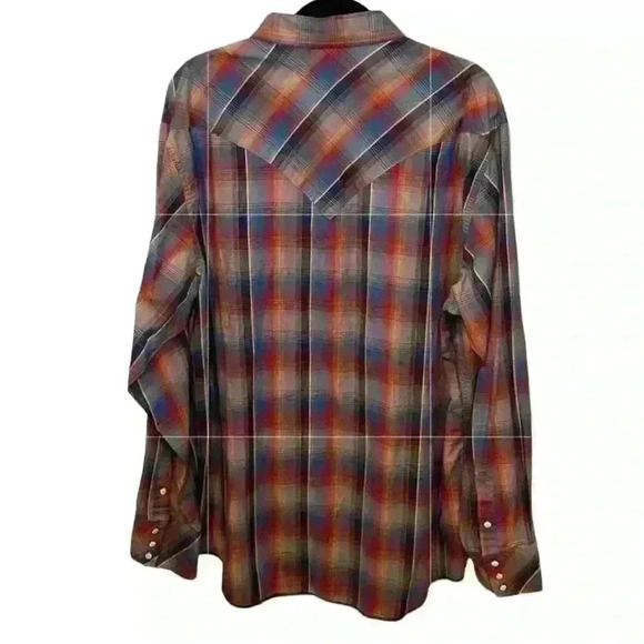 Men’s Roper Plaid Snap Button Down Long Sleeve - 100% Cotton - Size 2XL - Picture 3 of 13